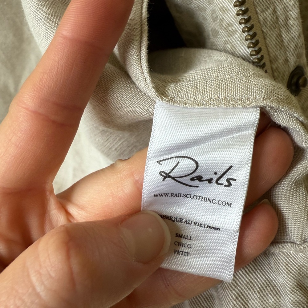 Rails Collins Linen Blend Utility Jacket White Mini Cheetah print size S - Picture 4 of 11